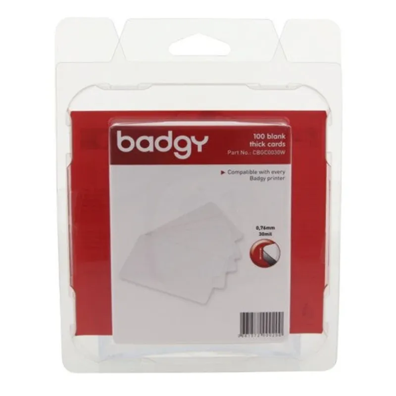 Tarjetas Evolis CBGC0030W - 30 Milésimas - para Badgy - 100 Piezas - CBGC0030W