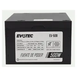 Fuente de poder Evotec EV-500 - 500W - ATX - 20+4 Pines - SATA - Molex - Floppy - EV-500 Fuente de poder Evotec EV-500 - 500W - ATX - 20+4 Pines - SATA - Molex - Floppy - EV-500