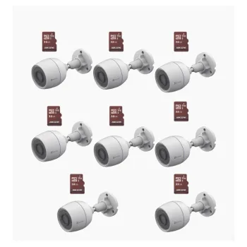 Kit 8x Cámaras IP Ezviz CS-H3C - 2MP - Lente 4mm - Wi-Fi + 8 Memorias Hiksemi MicroSD HS-TF-E1/32G - 32GB - CS-H3C/KM8