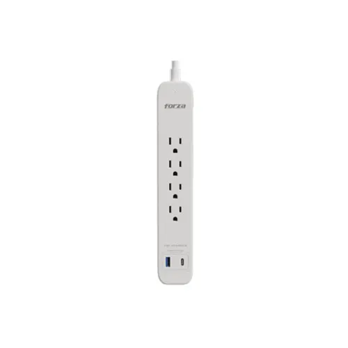 Supresor de Picos Forza FSP-451USBCW - 4 Contactos - 1x USB-A - 1xUSB-C - 500 Joules - FSP-451USBCW