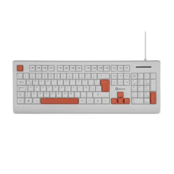 Teclado Getttech GGK-ESMWR-02 - Alámbrico - Español - Blanco con Naranja - GGK-ESMWR-02-WH