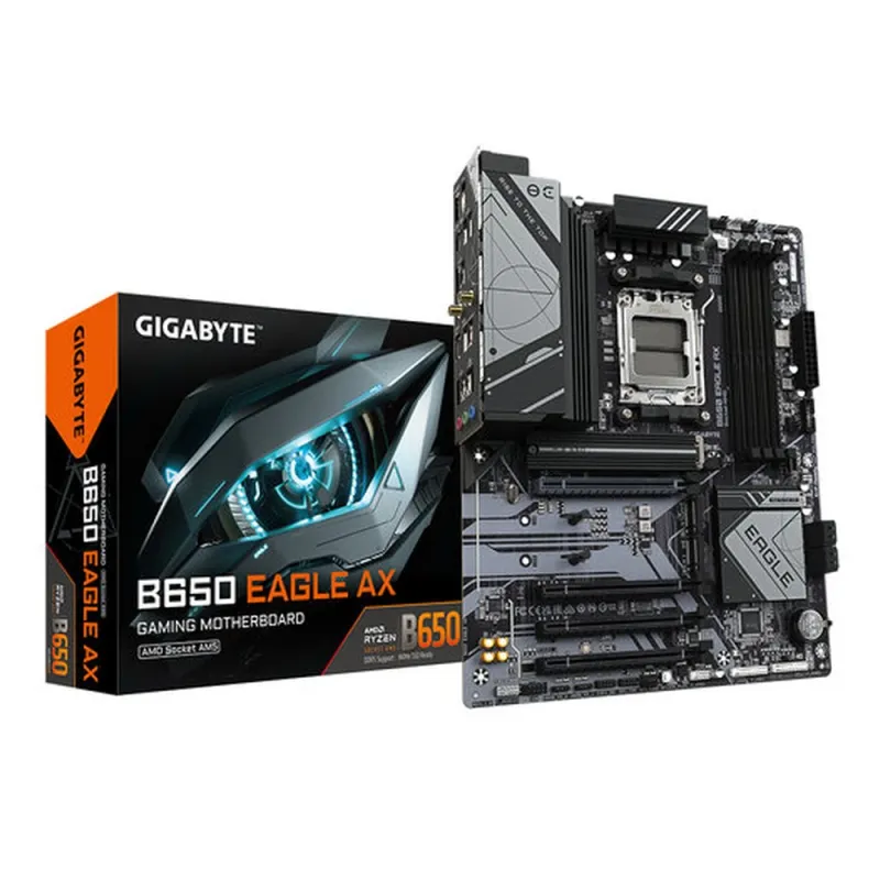 Tarjeta Madre Gigabyte B650 EAGLE AX - Socket AM5 - 4x DDR5 - 4400/6200/7600 MHz - HDMI - DisplayPort - USB - ATX - B650 EAGLE AX