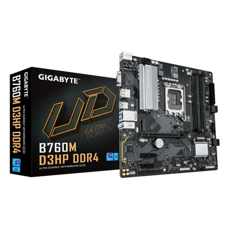 Tarjeta Madre Gigabyte B760M D3HP DDR4 - Socket 1700 - 4xDDR4 - 2133/4000/5333MHz - HDMI - DisplayPort - VGA - USB 2.0/3.2 - Micro ATX - B760M D3HP DDR4