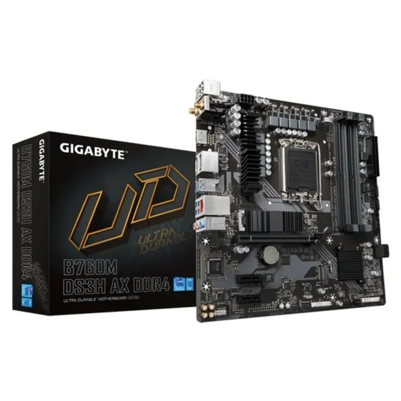 Tarjeta Madre Gigabyte B760M DS3H AX DDR4 - Socket 1700 - 4x DDR4 - 2133/3200/5333(O.C.)MHz - HDMI - DisplayPort - USB 2.0/3.2 - Micro ATX - B760M DS3H AX DDR4