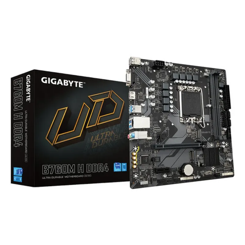 Tarjeta Madre Gigabyte B760M H DDR4 - Socket 1700 - 2x DDR4 - 2133/2933/3200MHz - HDMI - VGA - USB 2.0/3.2 - Micro ATX - B760M H DDR4