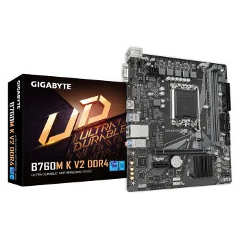 Tarjeta Madre Gigabyte B760M K V2 DDR4 - Socket 1700 - 2x DDR4 - 2133/2666/3200MHz - HDMI - VGA - USB - Micro ATX - B760M K V2 DDR4