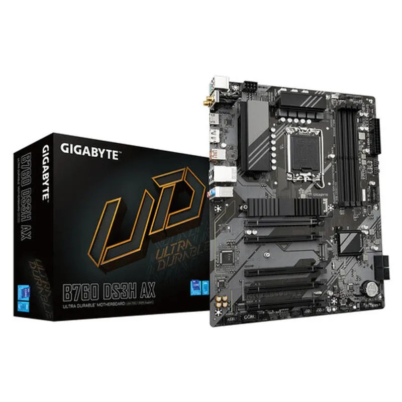 Tarjeta Madre Gigabyte B760 DS3H AX - Socket LGA1700 - 4x DDR5 - 4000/6000/7600 MHz - HDMI - DisplayPort - USB 3.2 - ATX - B760 DS3H AX