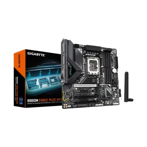Tarjeta Madre Gigabyte B860M EAGLE PLUS WIFI6E - Socket 1851 - 4xDDR5 - 5600/7400(OC)/9066(OC)MHz - HDMI - DisplayPort - Micro ATX - B860M EAGLE P WIFI6E