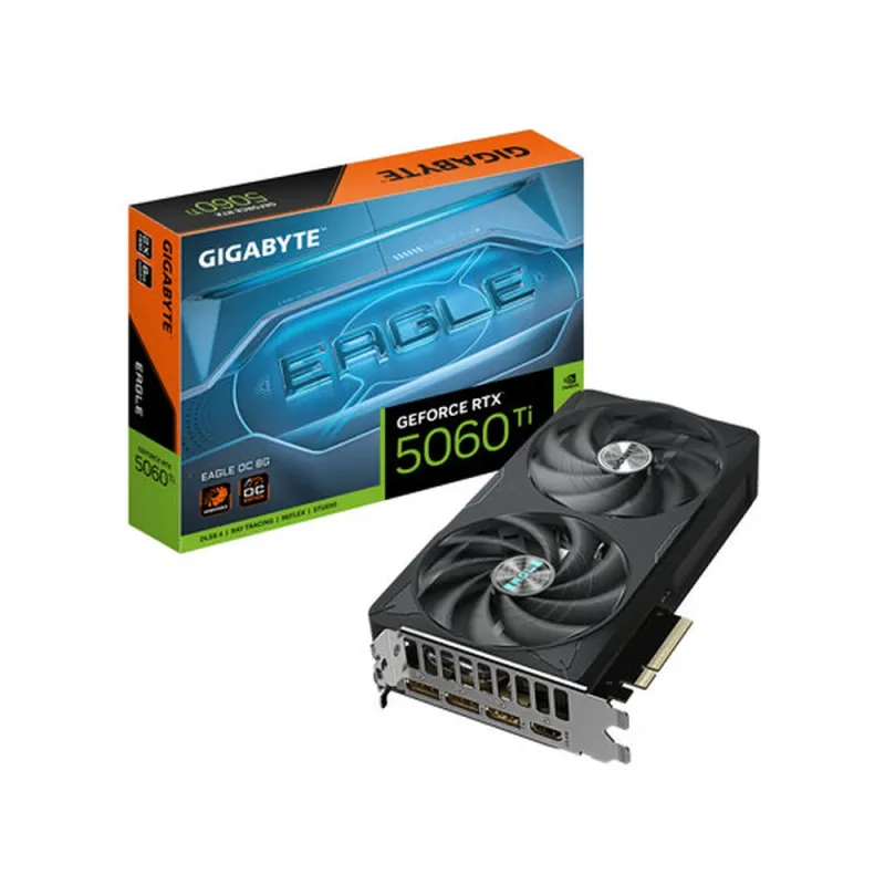 Tarjeta Gráfica Gigabyte GeForce RTX 5060 Ti Eagle OC 8G, GDDR7, PCIe 5.0, 3x DP 2.1, 7680x4320- GV-N506TEAGLE OC-8GD - GV-N506TEAGLE OC-8GD