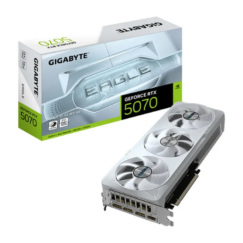 Tarjeta de Video Gigabyte GeForce RTX 5070 EAGLE OC ICE SFF - 12GB - 192 bit - PCI-E 5.0 - GDDR7 - HDMI - DisplayPort ¡Cómpralo y llévate Borderlands 4 Standard Edition! Un código por cliente - GV-N5070EAGLEOC ICE-12GD