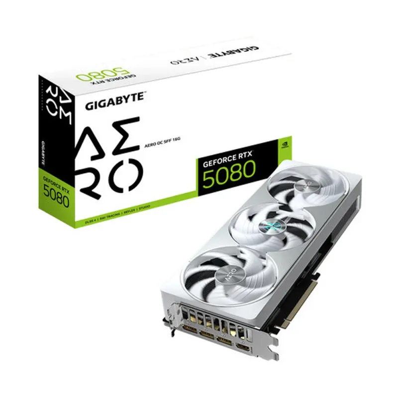 Tarjeta de Video Gigabyte GeForce RTX 5080 AERO OC SFF - 16GB - 256-bit - PCI-E 5.0 - GDDR7 - HDMI - DisplayPort - GV-N5080AERO OC-16GD
