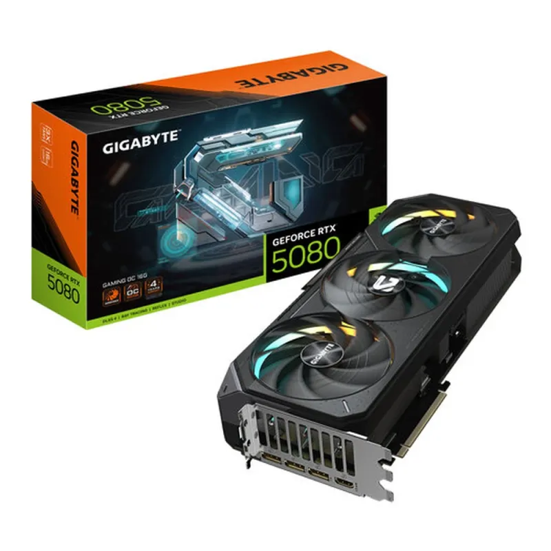 Tarjeta de Video Gigabyte GeForce RTX 5080 GAMING OC - 16GB - 256-bit - PCI-E 5.0 - GDDR7 - HDMI - DisplayPort - GV-N5080GAMING OC-16GD