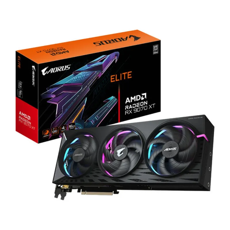 Tarjeta de Video Gigabyte AORUS Radeon RX 9070 XT ELITE 16G - 16GB - 256 bit - PCI-E 5.0 - GDDR7 - HDMI - DisplayPort - GV-R9070XTAORUS E-16GD