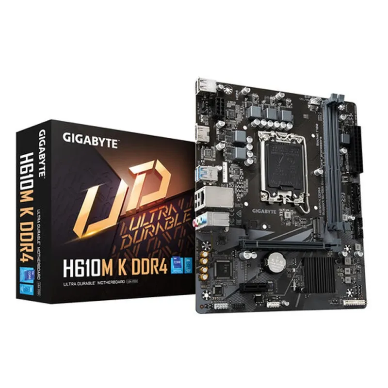 Tarjeta Madre Gigabyte H610M K DDR4 - Socket 1700 - 2x DDR4 - 2133/2933/3200MHz - HDMI - USB 2.0/3.2 - Micro ATX - H610M K DDR4