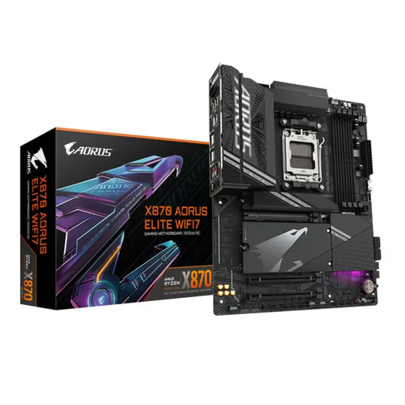 Tarjeta Madre Gigabyte X870 AORUS ELITE WIFI7 - Socket AM5 - 4xDDR5 - 4400/6800(OC)/8200(OC)MHz - HDMI - ATX - X870 A ELITE WIFI7