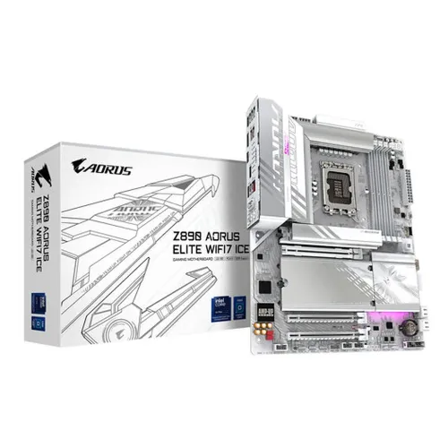 Tarjeta Madre Gigabyte Z890 A ELITE WF7 ICE - Socket LGA1851 - 4x DDR5 - 5600/7600(OC)/9066(OC) MT/s - HDMI - DisplayPort - ATX - Z890 A ELITE WF7 ICE Tarjeta Madre Gigabyte Z890 A ELITE WF7 ICE - Socket LGA1851 - 4x DDR5 - 5600/7600(OC)/9066(OC) MT/s - HDMI - DisplayPort - ATX - Z890 A ELITE WF7 ICE
