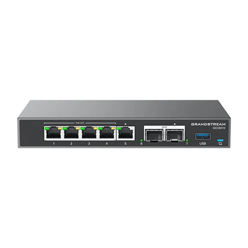 Switch Grandstream Networks GCC6010 - Gigabit Ethernet - 5 Puertos - Soporta 4 PoE - 2 SFP - Gestionado - GCC6010