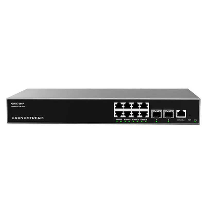 Switch Grandstream GWN7811P - Gigabit Ethernet - 8 Puertos PoE+ - 2 SFP+ - Administrable - GWN7811P