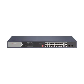 Switch HIKVISION DS-3E0520HP-E - Gigabit Ethernet - 16 Puertos - 12 PoE+ - 4 PoE++ - 2 Uplink - 2 SFP - No Gestionado - DS-3E0520HP-E