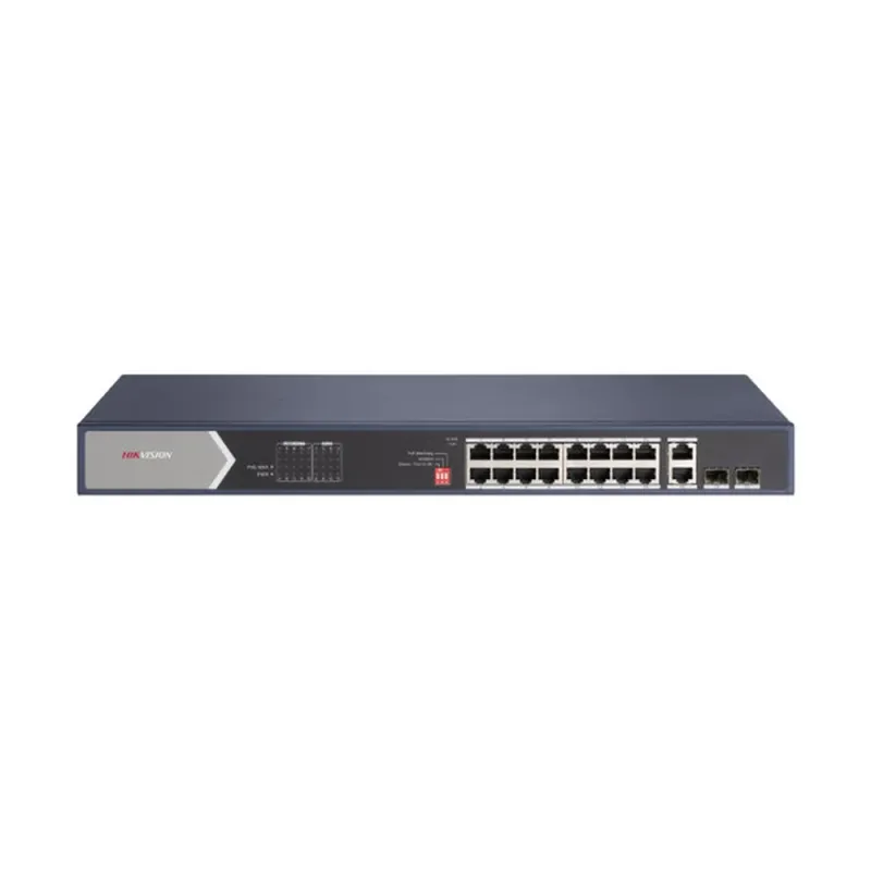 Switch HIKVISION DS-3E0520HP-E - Gigabit Ethernet - 16 Puertos - 12 PoE+ - 4 PoE++ - 2 Uplink - 2 SFP - No Gestionado - DS-3E0520HP-E
