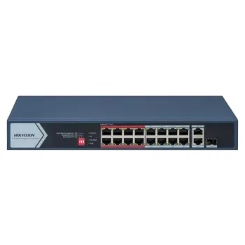 Switch Hikvision DS-3E0318P-E/M(C) - Fast Ethernet - 16 Puertos PoE+ - 2 Uplink - 1 SFP - No Gestionado - DS-3E0318P-E/M(C)