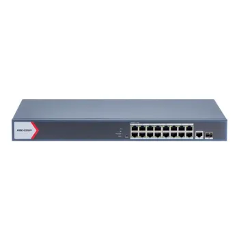 Switch Hikvision DS-3E1518P-EI/M - Gigabit Ethernet - 16 Puertos PoE+ - 1 Uplink - 1 SFP - Administrable - DS-3E1518P-EI/M