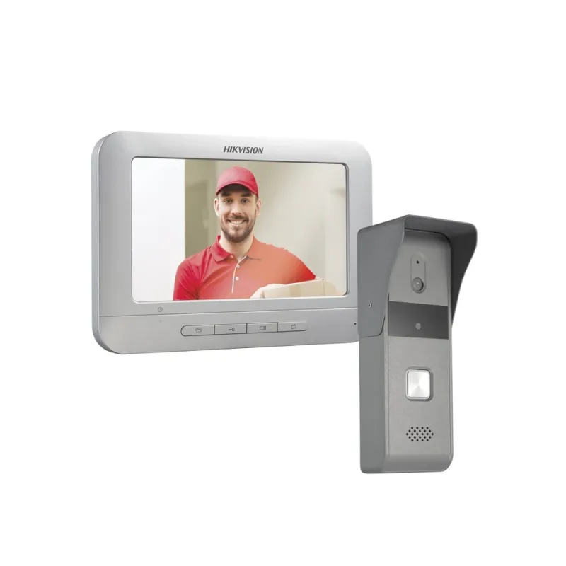 Kit de Videoportero HIKVISION DS-KIS203T - Frente de Calle - IR 2M - Micrófono - Monitor 7" - DS-KIS203-T