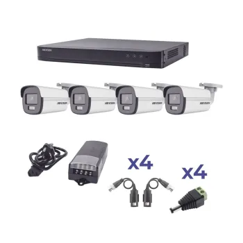 Kit de Vigilancia HIKVISION KH1080P4BC - DVR iDS-7204HQHI-M1/S(C) - 4 Cámaras DS-2CE10DF0T-F - 4 Transceptores TT-101-F-TURBO - Fuente de Poder PS-12DC4C - KH1080P4BC
