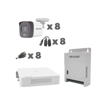 Kit de Vigilancia HIKVISION KH1080P8BFH - DVR - 8 Cámaras - Fuente de Poder - 8 Transceptores - 8 Conectores - KH1080P8BFH