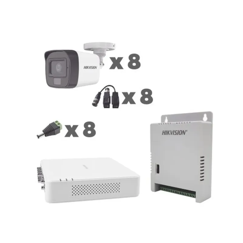 Kit de Vigilancia HIKVISION KH1080P8BFH - DVR - 8 Cámaras - Fuente de Poder - 8 Transceptores - 8 Conectores - KH1080P8BFH