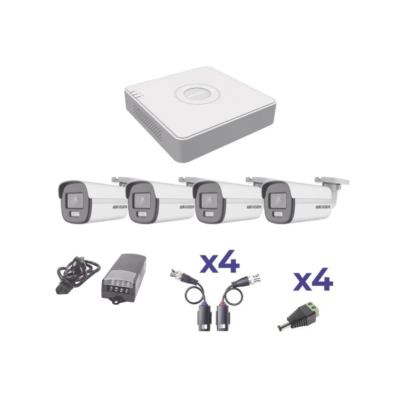 Kit de Vigilancia HIKVISION KH1080PL4BC - DVR - 4 Cámaras - Fuente de Poder - 4 Transceptores - 4 Conectores - KH1080PL4BC