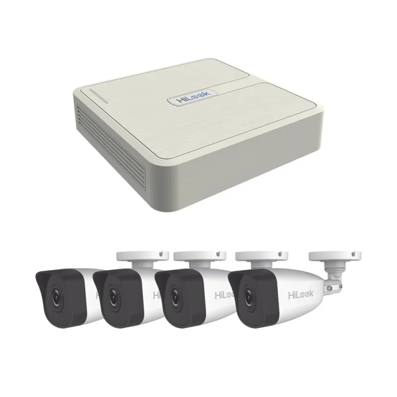 Kit HiLook - NVR-104H-D/4P - 4 Canales - Hasta 6TB - 4x IPC-B141H - Bala - KIP4MP/4B