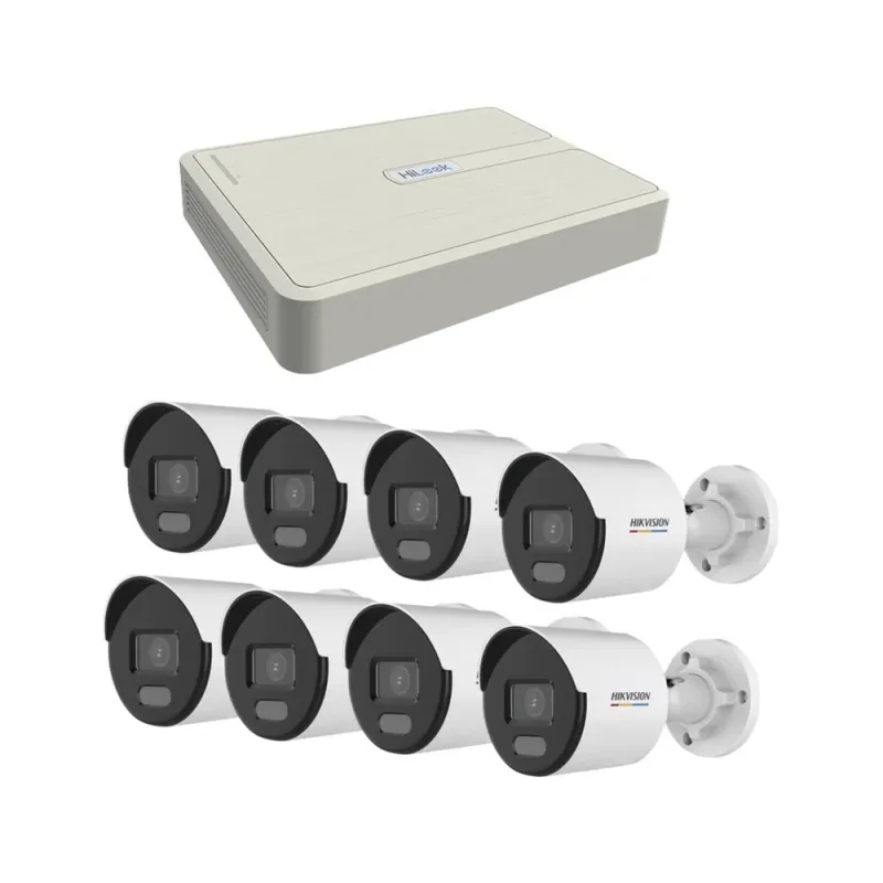 Kit de Vigilancia HIKVISION KIPCV2M/8B - NVR NVR-108H-D/8P(C) de 8 Canales - 8 Cámaras IP DS-2CD1027G0-L(C) - KIPCV2M/8B