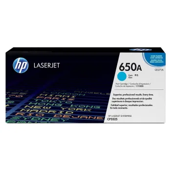 Cartucho de Tóner HP 650A - Cian - LaserJet - Original (CE271A) - CE271A