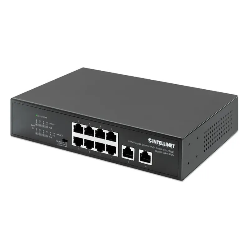 Switch Intellinet 561402 - Gigabit Ethernet - 8 Puertos PoE+ - 2 Uplink - No Gestionado - 561402