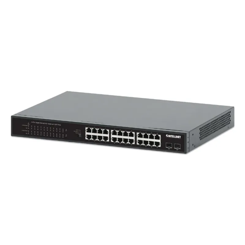 Switch Intellinet 561891 - Gigabit Ethernet - 24 Puertos PoE+ - 2 Puertos SFP - No Gestionado - 561891