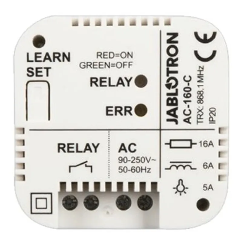 Relé de Alimentación Jablotron AC-160-C - Inalámbrico - Multifunción - IP20 - AC-160-C