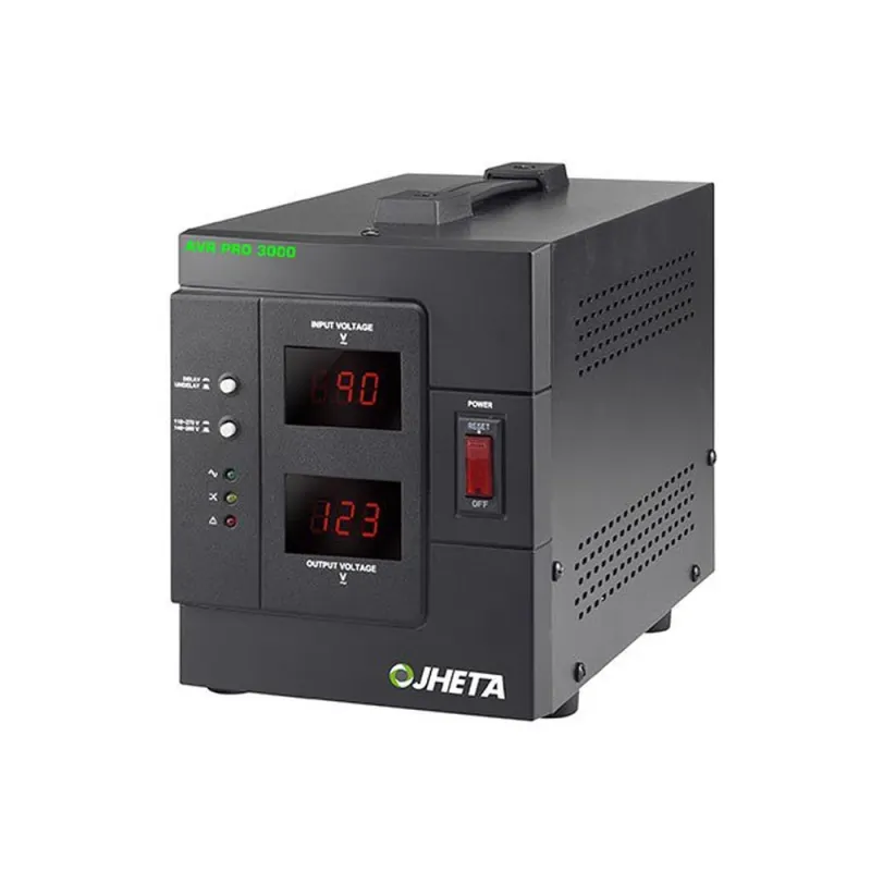 Regulador de Voltaje JHETA AVR PRO 3000 - 4 Contactos - 40Db - Pantalla LCD - 822302-00