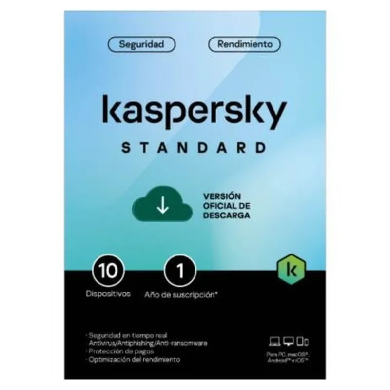 Antivirus Kaspersky Standard - 10 Dispositivos - 1 Año - KL1041ZDKFS