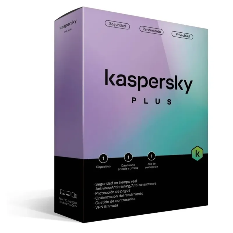 Antivirus Kaspersky Plus - 1 Dispositivo - 1 Año - Caja - TMKS-405