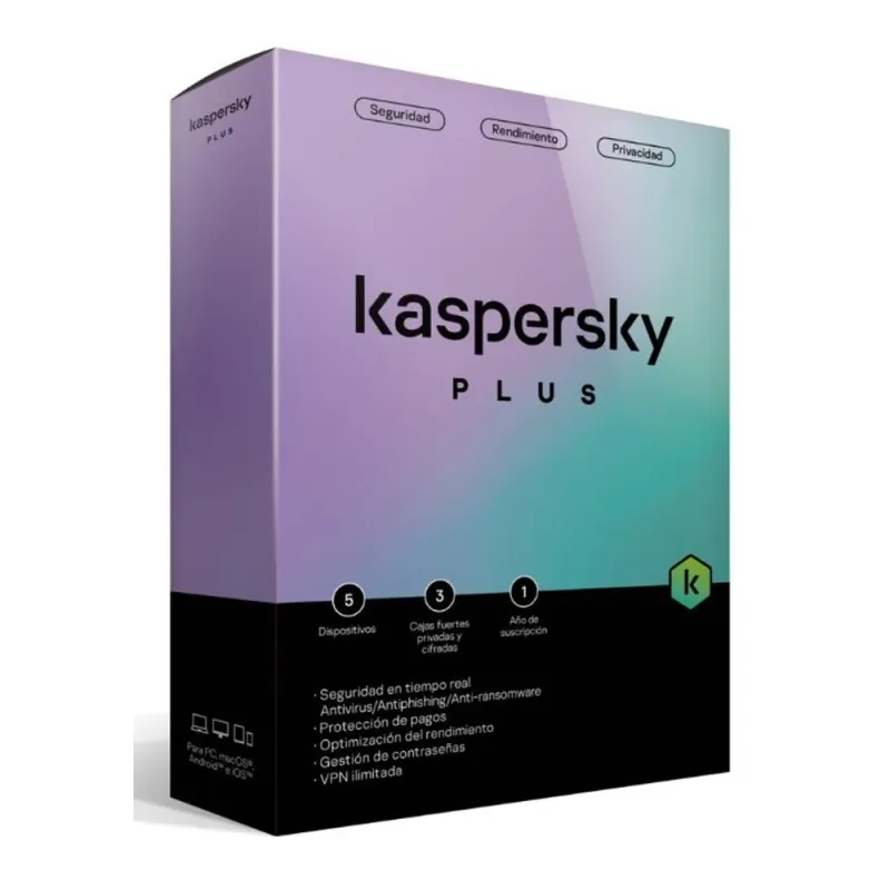 Antivirus Kaspersky Plus - 5 Dispositivos - 1 Año - Caja - TMKS-407
