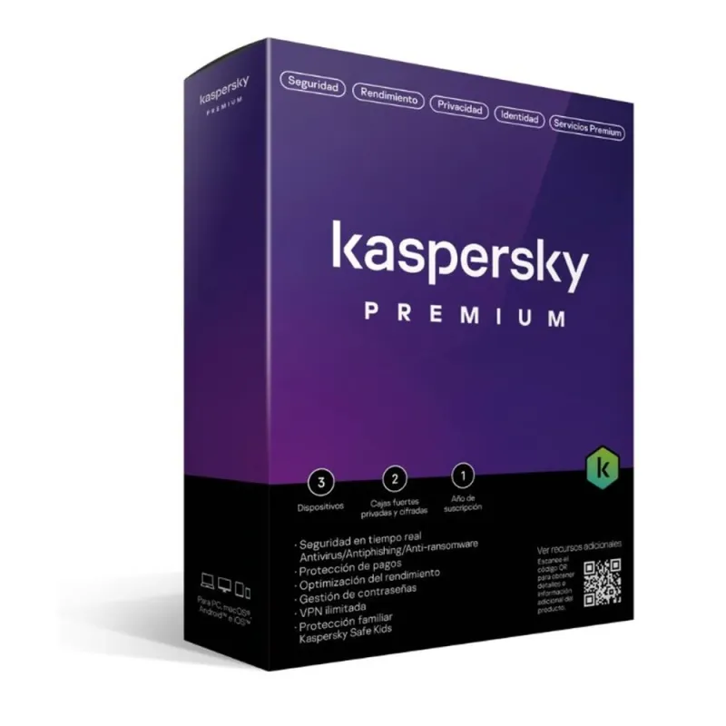 Antivirus Kaspersky Premium - 3 Dispositivos - 1 Año - Caja - TMKS-409