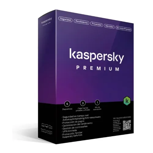 Antivirus Kaspersky Premium - 5 Dispositivos - 1 Año - Caja - TMKS-410