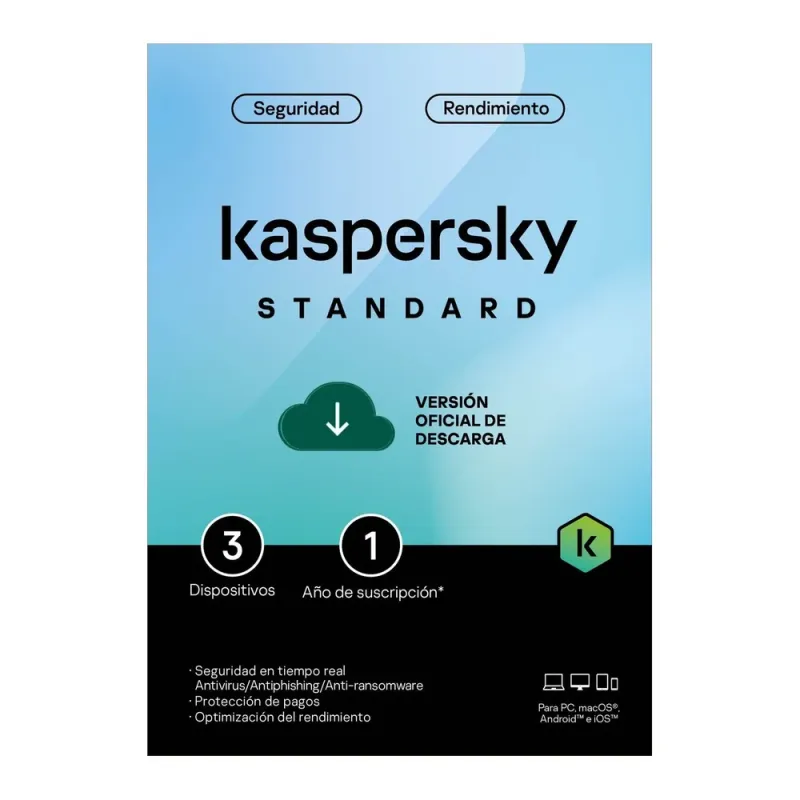 Antivirus Kaspersky Standard - 3 Dispositivos - 1 Año  - TMKS-452