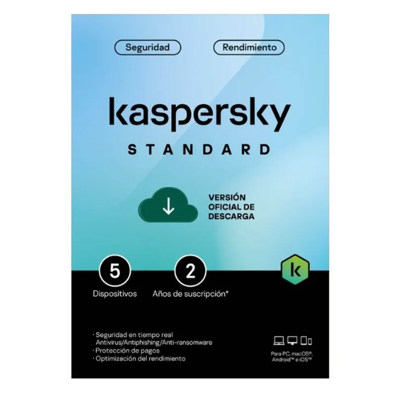 Antivirus Kaspersky Standard - 5 Dispositivos - 2 Años - TMKS-468