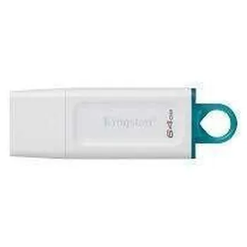 Memoria USB Kingston DataTraveler Exodia - 64GB - USB 3.2 - Blanco con Anillo Azul Transparente - KC-U2G64-5R