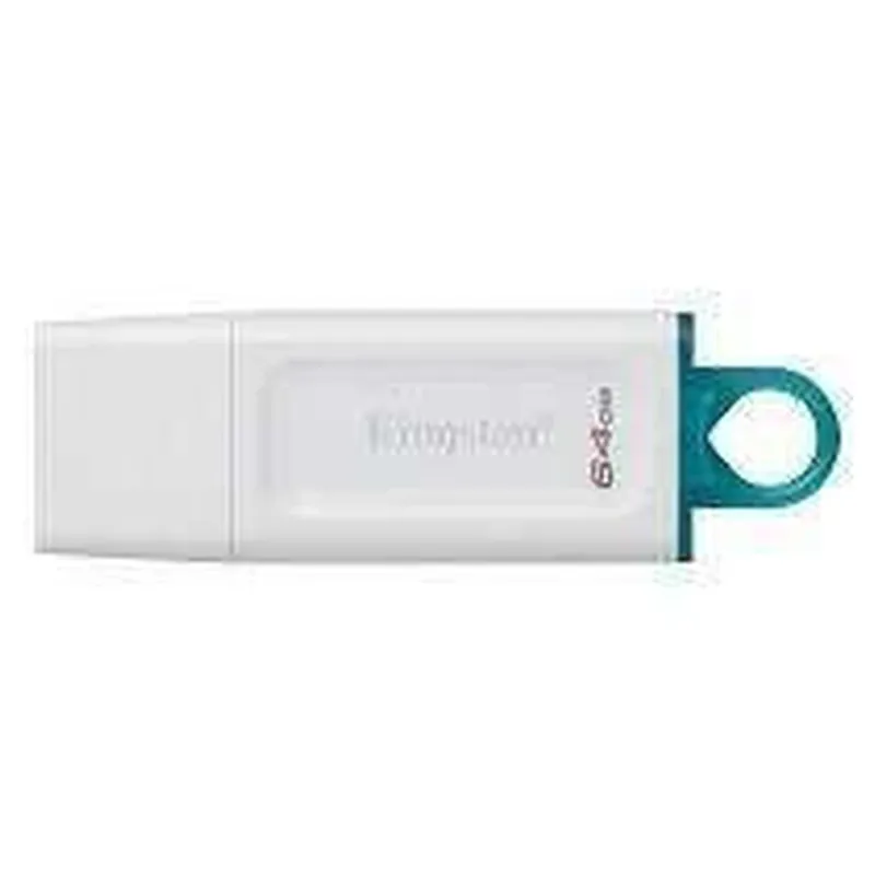 Memoria USB Kingston DataTraveler Exodia - 64GB - USB 3.2 - Blanco con Anillo Azul Transparente - KC-U2G64-5R