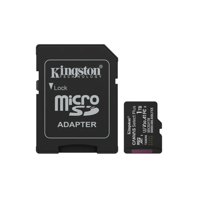 Memoria MicroSDXC Kingston Canvas Select Plus Gen3 - 1TB - Clase 10 - UHS-I - Con Adaptador - SDCS3/1TB