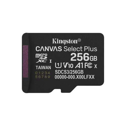 Memoria MicroSDXC Kingston Canvas Select Plus Gen3 - 256GB - Clase 10 - UHS-I - Sin Adaptador - SDCS3/256GBSP