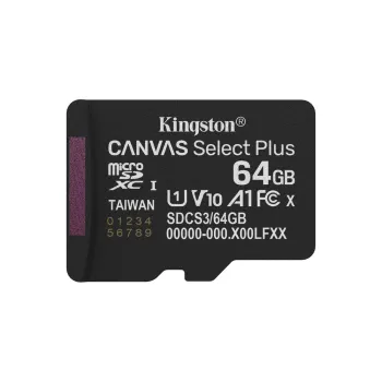 Memoria MicroSDXC Kingston Canvas Select Plus Gen3 - 64GB - Clase 10 - UHS-I - Sin Adaptador - SDCS3/64GBSP